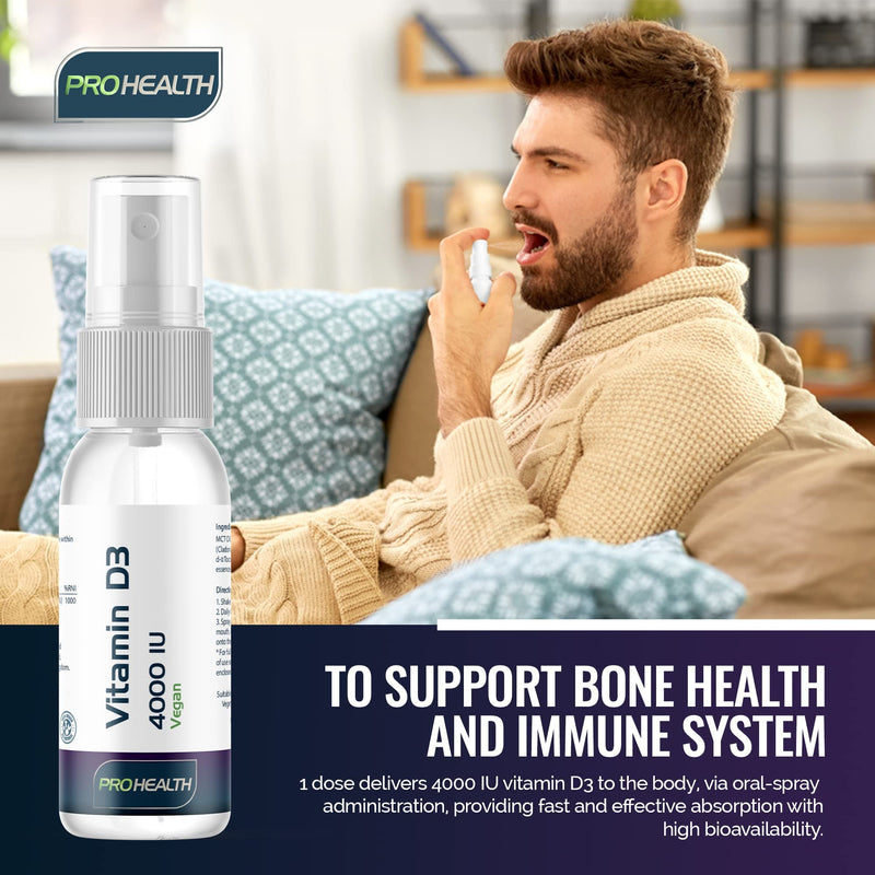 Vegan Vitamin D Oral Spray - Max Strength 4,000 IU - 4 Months Supply - Natural Peppermint Flavour - Preservative-Free, Non-GMO, Natural Ingredients for Healthy Bone, Teeth, Muscle and Immune System 4,000 IU Spray - 4 Month Supply - BeesActive Australia