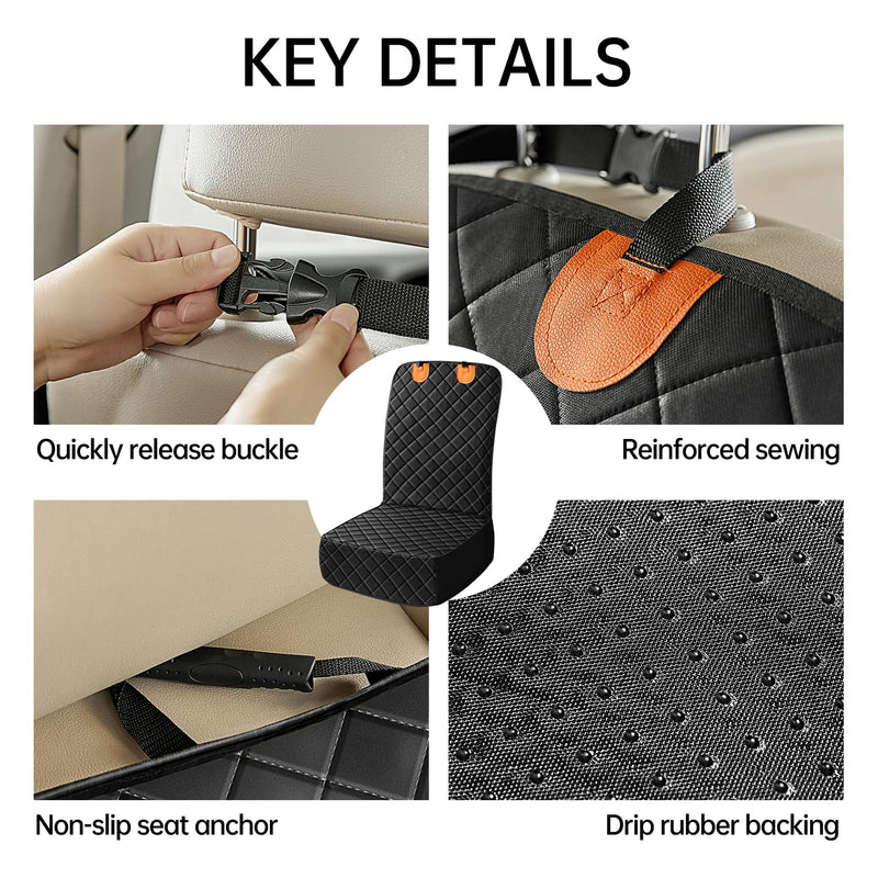 IVY&LANE Front Seat Covers for Dogs, 600D Oxford Waterproof & Scratch-Proof Pet Car Seat Protector Covers, Non-Slip Soft Dog Seat Covers for Cars, Sedans, Trunks and SUVs Black Frontseat Standard - BeesActive Australia