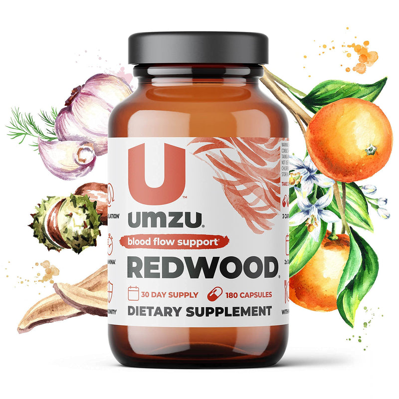 UMZU Redwood - Nitric Oxide Booster Supplement to Support Healthy Nitric Oxide Production and Healthy Blood Flow, Blend of Vitamins and Herbal Extracts - (30 Day Supply 180 Capsules) - BeesActive Australia