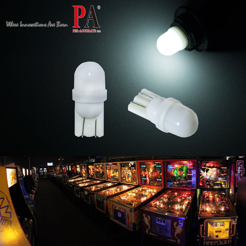 PA LED 10PCS #555 T10 w5w 2 SMD 2835 LED Wedge Pinball Machine Light Top View Bulb 6.3VDC (White) - BeesActive Australia