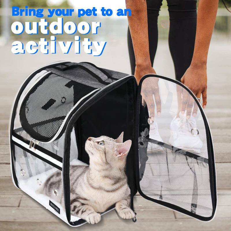 BAGLHER Pet Carrier Backpack,Ventilated Design,Pet Travel Backpack with Comfortable Shoulder Straps,Thicker Bottom Support,Two-Way Entrance Pet Carrier Backpack. Grey - BeesActive Australia