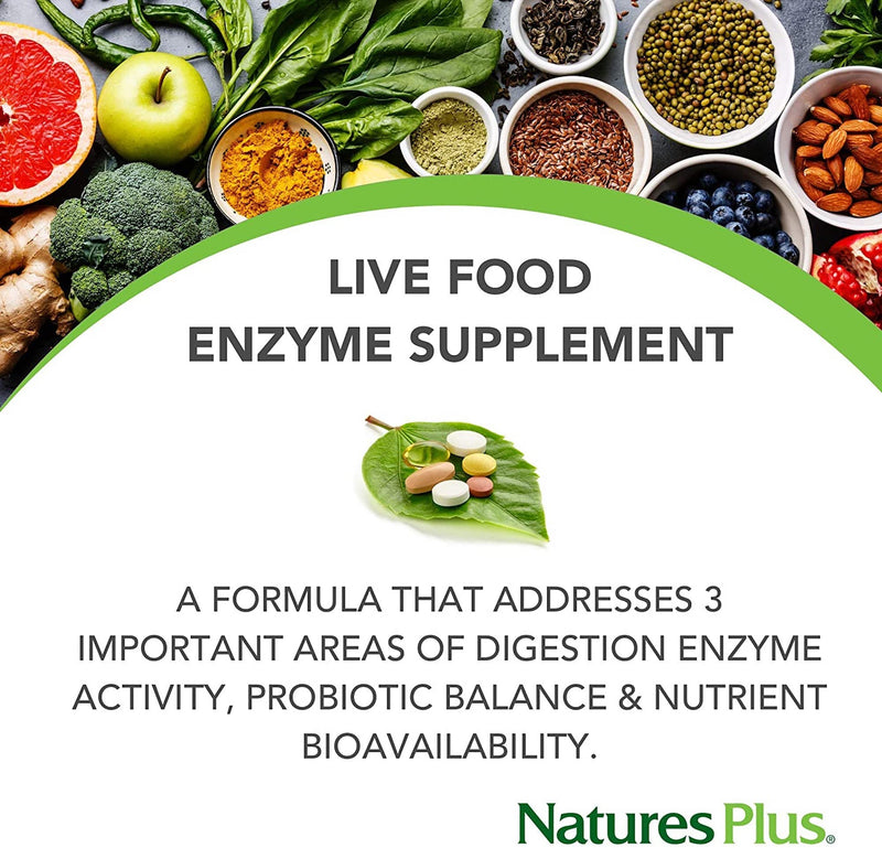 NaturesPlus ActiZyme - Digestive Enzymes Supplement with Probiotics, Bromelain, Lactase, Legumase - Gluten Free, Vegetarian - 90 Capsules - BeesActive Australia