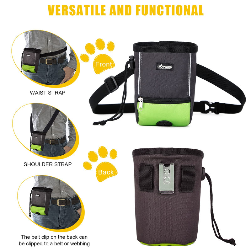 LIOPARD Puppy Small Waterproof Fanny Pack Dog Accessories Large Treat Bags Training Pouch Waist Waste Bags with Dispenser Walking Poop Food Storage Agility Equipment Pet Supplies Toy Belt green - BeesActive Australia