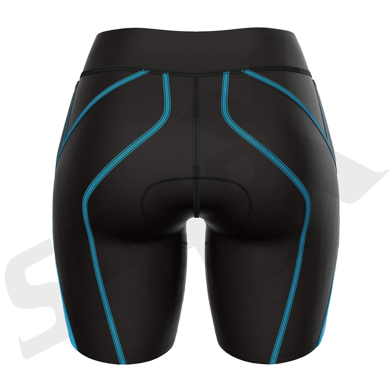 [AUSTRALIA] - Sparx Triathlon Shorts Women | Womens Triathlon Shorts | Womens Tri Shorts 7" with Italian Chamois | High Performance Triathlon Shorts with 2 Pockets Black/Aqua XX-Large 