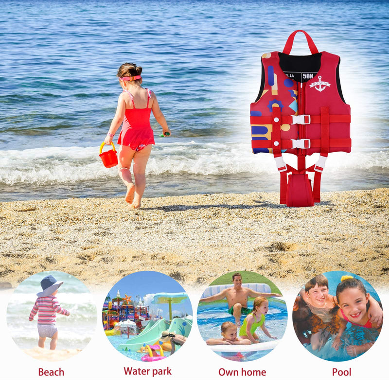 Boglia Kids Swim Vest Toddler Life Jacket Infant Life Vest Pool Float with Adjustable Safety Strap,Floaties for Age 1-9 Years/22-50Lbs Large Red - BeesActive Australia