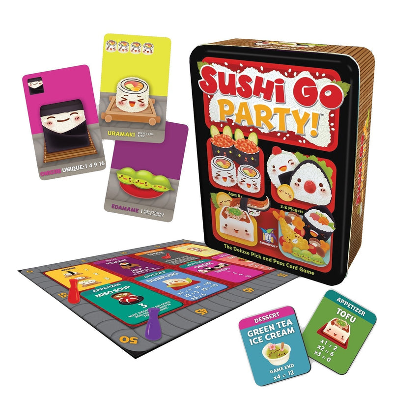 Sushi Go Party! - The Deluxe Pick & Pass Card Game by Gamewright, Multicolored & Sushi Go! - The Pick and Pass Card Game Go Party! + Sushi Go! - BeesActive Australia