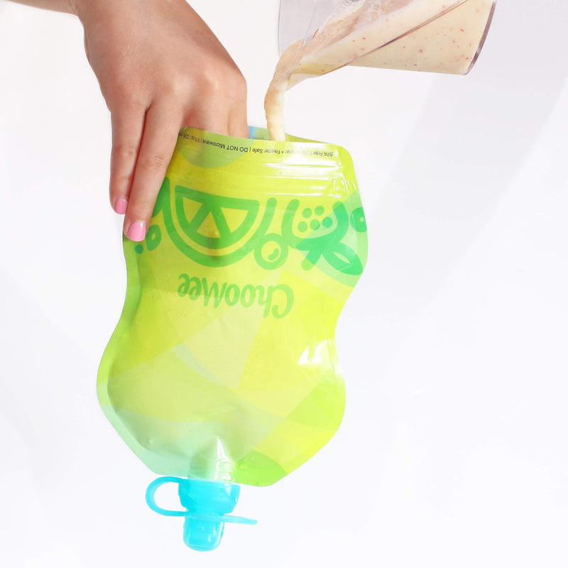 ChooMee Reusable Baby Food Pouches, SnakPack | Secure Double Lock Zipper 6 CT TropiColor - BeesActive Australia