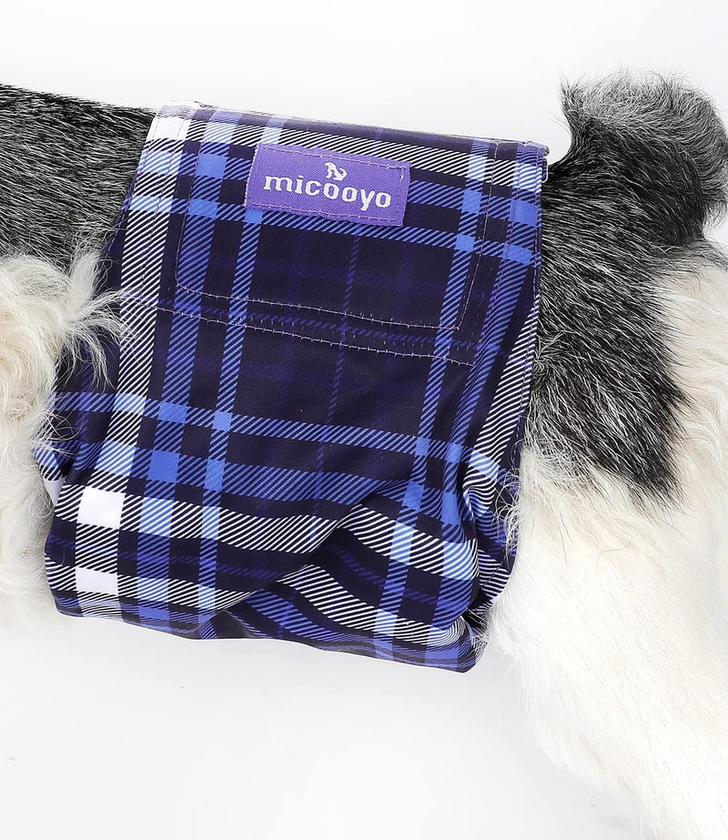 MICOOYO Washable Belly Bands for Male Dogs | Reusable Doggie Diapers | Absorbent Doggy Wraps with Adjustable Fastener (Pack of 3, Plaid Red & Blue & Grey) Grid S - BeesActive Australia