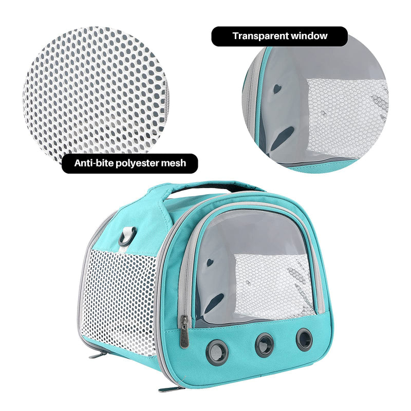 Small Pet Carrier Bag with Mat Guinea Pig Travel Carrier with Strap Portable Breathable Rabbit Carrier Outdoor Pet Bag for Squirrel Bunny Hedgehog Guinea Pig Cyan - BeesActive Australia