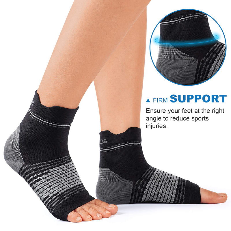 Plantar Fasciitis Sock (6 Pairs) for Men and Women, Compression Foot Sleeves with Arch and Ankle Support (Black, Large) Black(6 Pairs) - BeesActive Australia
