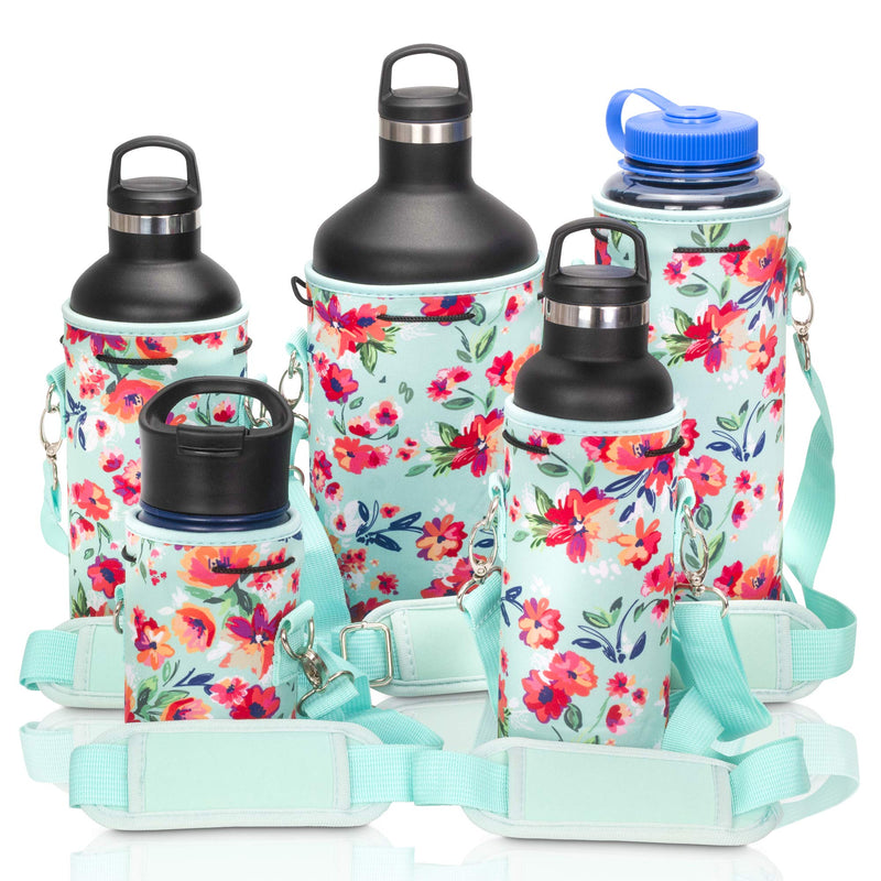 Made Easy Kit Neoprene Water Bottle Carrier Holder with Adjustable Shoulder Strap for Insulating & Carrying Water Container Canteen Flask Available in 5 Sizes 7 Wonders S (12oz-14oz) - BeesActive Australia
