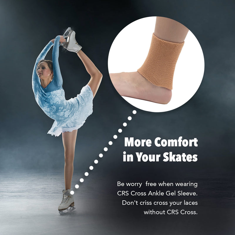 CRS Cross Ankle Gel Sleeves - Padded Skate Socks. Ankle, Foot and Lower Leg Cushion and Protection for Figure Skating, Ice Hockey, Roller or Inline Skating, Riding, Ski or Equestrian Tall Boots. Two (2) Tan Ankle Gel Sleeves 2 Ankle Gel Sleeves - BeesActive Australia