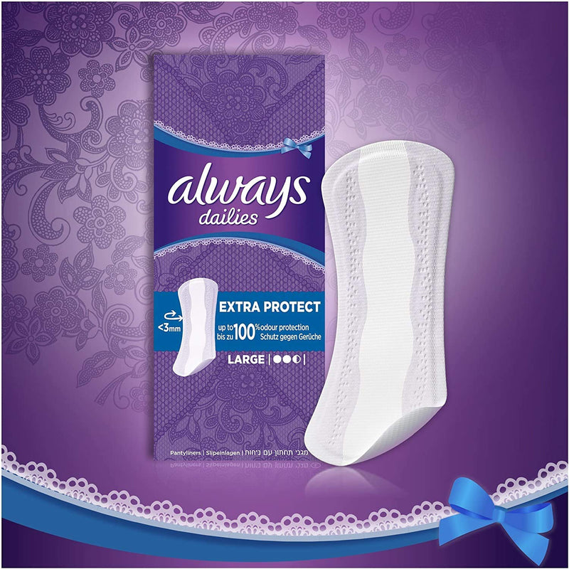 Always Dailies Extra Long Protect Plus Pantyliners, (Pack of 1) 44 Count (Pack of 1) - BeesActive Australia