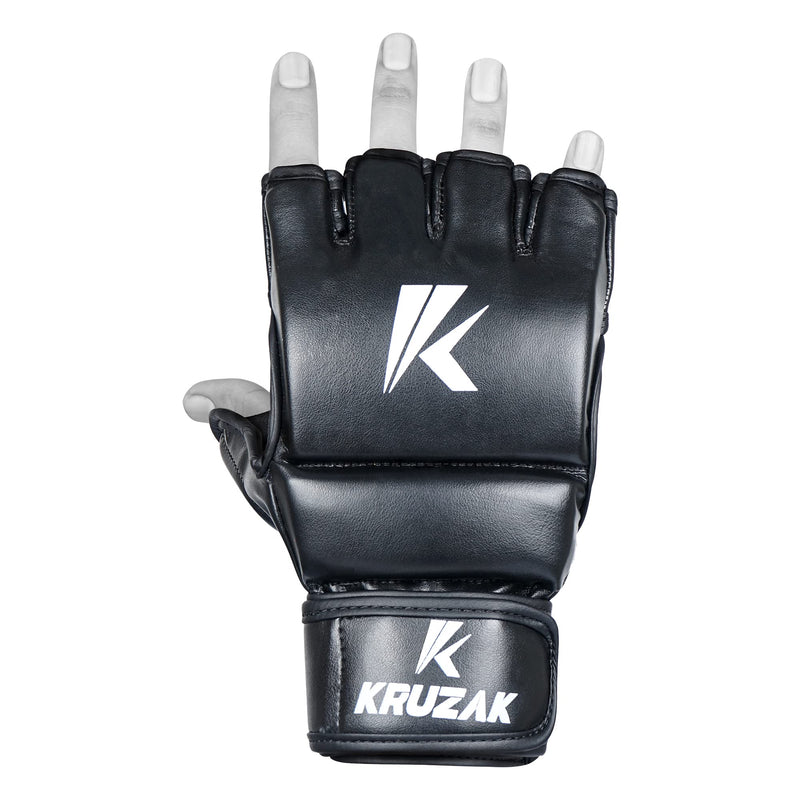Kruzak MMA Gloves, Men and Womens Half-Finger Boxing Mitts, Hand Wraps with Open Palms for Grappling, Kickboxing, Sanda, Sparring, Muay Thai Black Small-Medium - BeesActive Australia