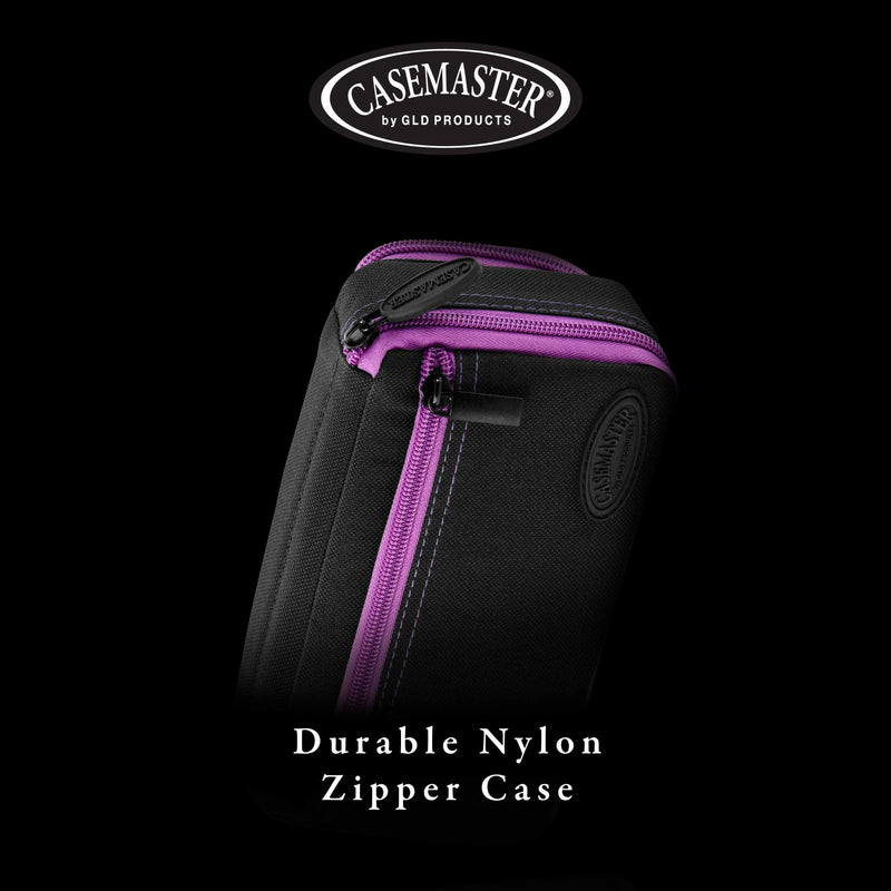 [AUSTRALIA] - Casemaster Plazma Plus, 3 Dart Case for Soft and Steel Tip Darts Features Large Front Mobile Device Pocket, Built-in Storage Tube and Pockets for Flights, Tips, Shafts, and Personal Items Amethyst Trim 