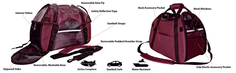 Furhaven Multipurpose Travel Pet Carriers for Cats & Small Dogs - Multiple Styles & Colors (Carrier) Tote Bag Polycanvas Raspberry - BeesActive Australia