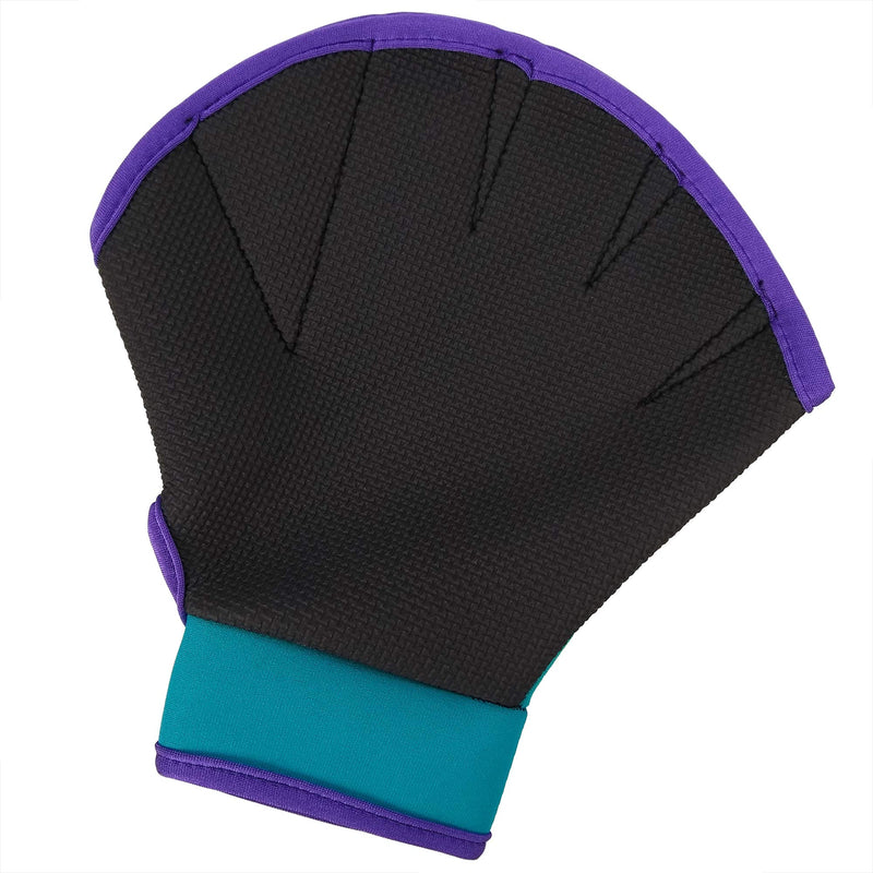 Flow Swimming Resistance Gloves - Webbed Gloves for Water Aerobics, Aquatic Fitness, and Swim Training Aqua/Purple Medium - BeesActive Australia
