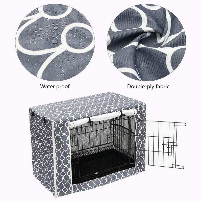 Pethiy Dog Crate Cover Durable Polyester Pet Kennel Cover Universal Fit for Wire Dog Crate - Fits Most 24-48 inch Dog Crates-Cover only 36-Inch Grey - BeesActive Australia