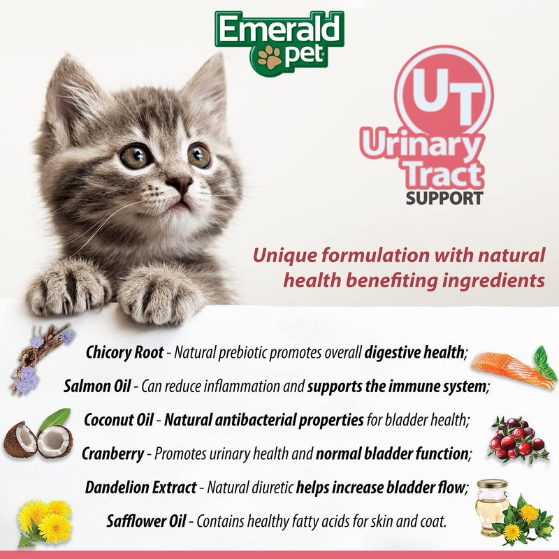 Emerald Pet Feline Health Chews UT Support — Natural Grain Free Urinary Tract Health Cat Chews — Cat Supplements with Cranberry, Chicory Root, and Dandelion Leaf Extract — Made in USA, 2.5 oz Single Pack - BeesActive Australia