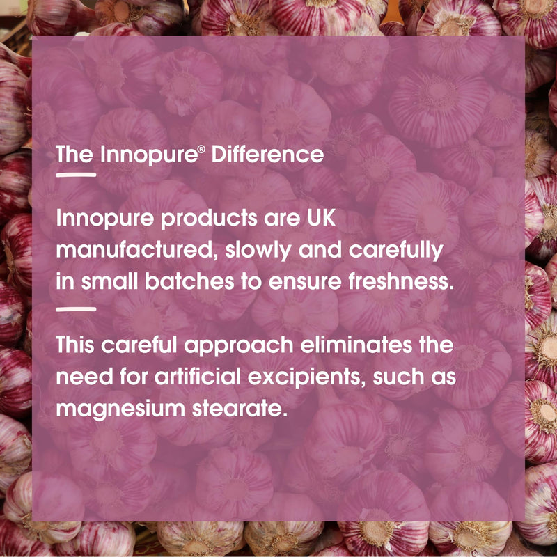 INNOPURE Odourless Garlic 120 Capsules - High Strength 5000mg - Immune Support - Vegan Society Certified - Made in The UK - BeesActive Australia