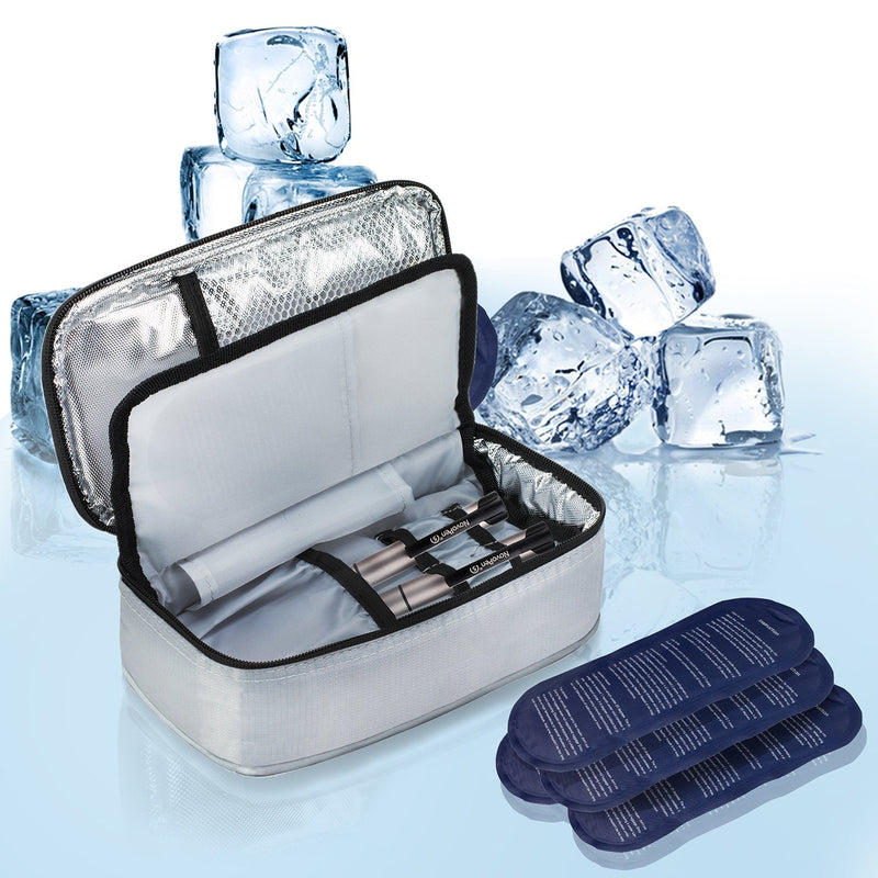 ALLCAMP Large Insulin Cool Bag Diabetic Organizer Portable Medical Travel Cooler Case+ 4 Ice Packs Gray - BeesActive Australia