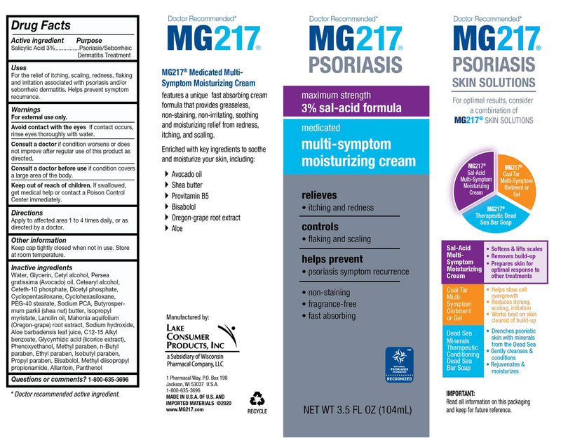 MG217 Medicated Moisturizing Psoriasis Cream With 3% Salicylic Acid, Multi-symptom, Fragrance Free, 3.5 Fl Oz - BeesActive Australia