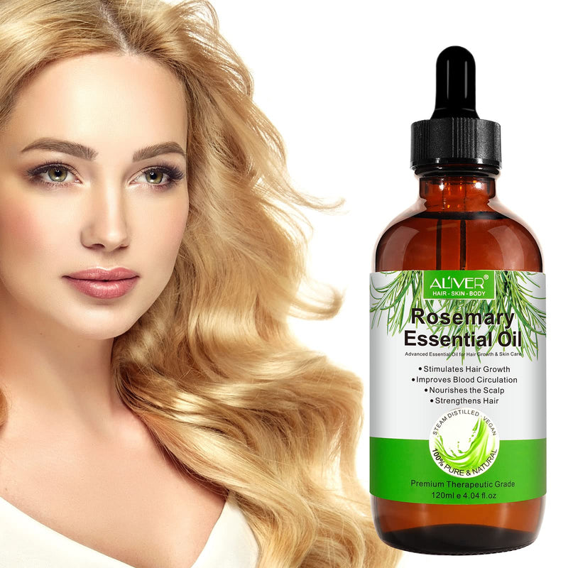 Rosemary Oil for Hair Growth & Skin Care - 100% Pure Rosemary Essential Oil for Eyebrow and Eyelash, Nourishes The Scalp, Stimulates Hair Growth for Men Women 120ML 120 ml (Pack of 1) - BeesActive Australia