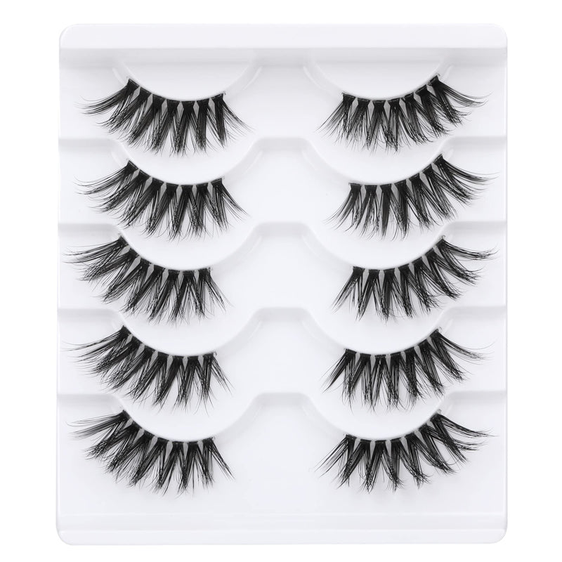 Newcally Half Lashes Long Thick Fluffy False Eyelashes 5 Pairs 3/4 Clear Lash Band Dramatic Fake Eye Lashes Pack B- THICK - BeesActive Australia