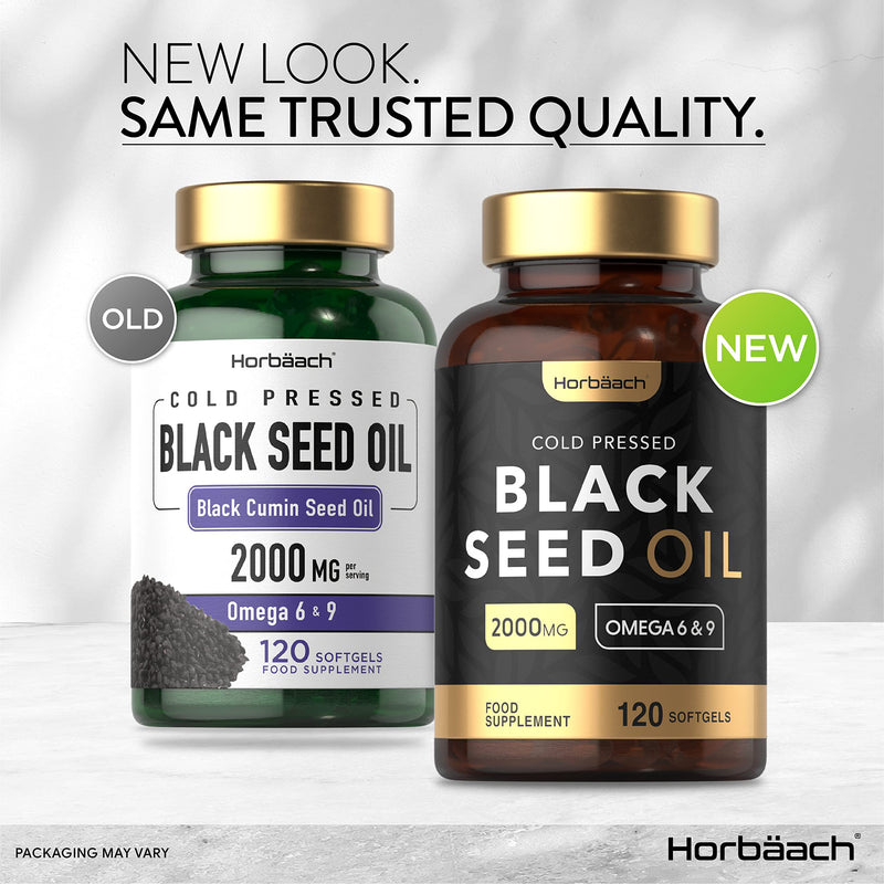 Black Seed Oil Capsules High Strength | 2000mg | Cold Pressed from Nigella Sativa - 120 Softgels | by Horbaach 120 Count (Pack of 1) - BeesActive Australia