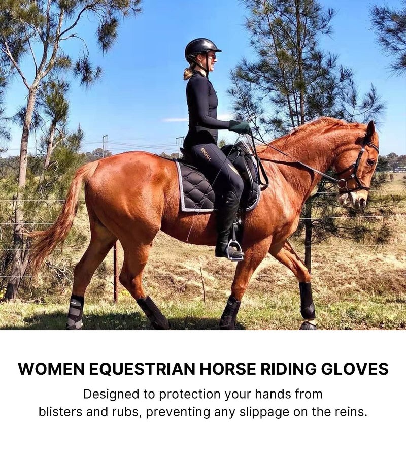 Thapower Women Horse Riding Gloves Winter Equestrian Horseback Gloves Lady Youth Girl Outdoor Star Pattern Mitts Perfect for Biking Cycling Gardening Greyish Green Small - BeesActive Australia