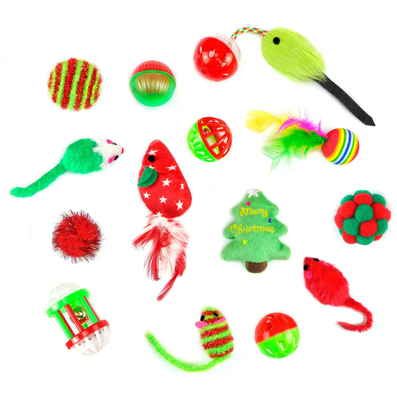 Chiwava 17 Pack Christmas Cat Toy Gifts Bag Set Assorted Toys Variety Pack Kitten Interactive Play - BeesActive Australia