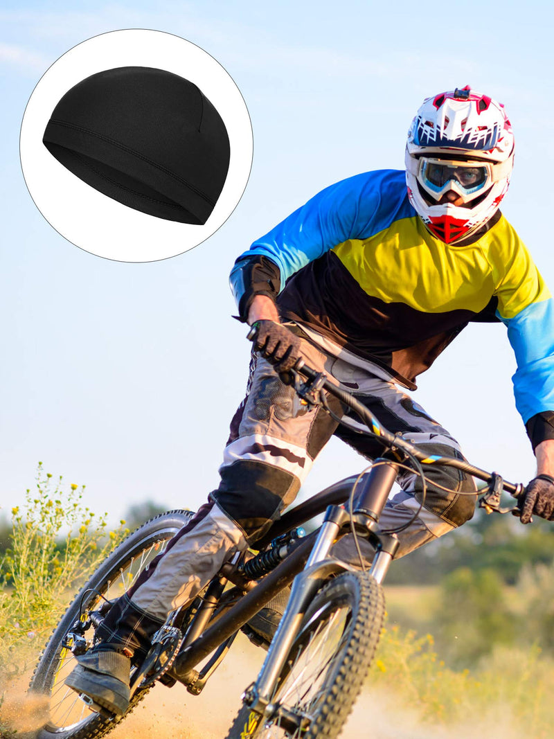 Boao 6 Pieces Helmet Liner Skull Caps Sweat Wicking Cap Running Hats Cycling Skull Caps for Men Women Black Large - BeesActive Australia