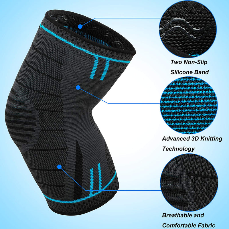 KGONE Knee Support, Breathable Anti-Slip Knee Compression Sleeve for Men & Women, Knee Support Brace for Joint Pain Relief, Arthritis, Recovery, Running, Basketball, Walking, Sports (Single Wrap) L (Pack of 1) - BeesActive Australia