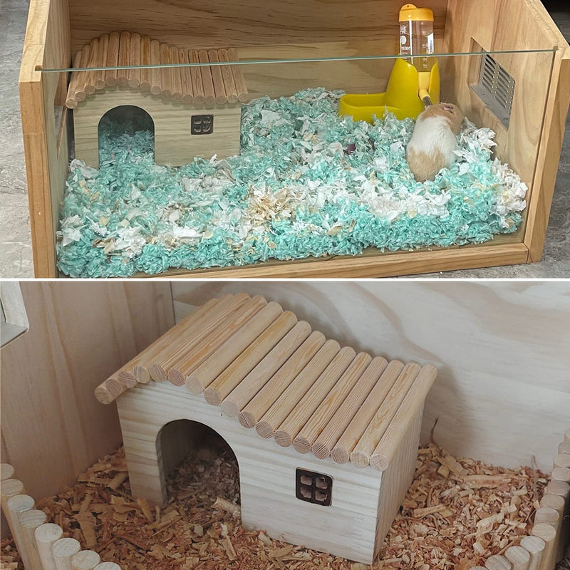 Hamster Wooden House with Windows Rat Wood Hideout Small Animal Climbing Play Hut for Hamster Sugar Gliders Gerbil Dwarf Hamster - BeesActive Australia