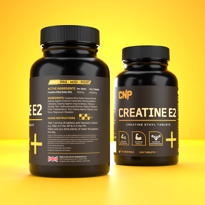 CNP Professional Creatine Range, 500g / 250g Creatine Monohydrate Powder, E2 Ethyl Ester 240 Capsules (E2 Capsules) E2 Capsules - BeesActive Australia