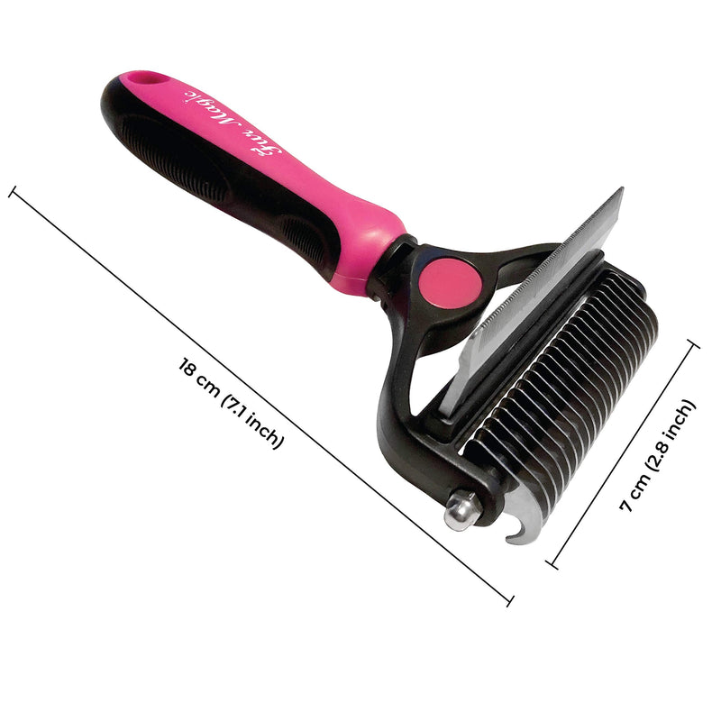 Fur Magic Deshedding and Dematting Tool, 2 Sided Pet Grooming Brush for Deshedding, Mats and Tangles Removing for Dogs and Cats with Long, Medium and Short Hair Pink - BeesActive Australia