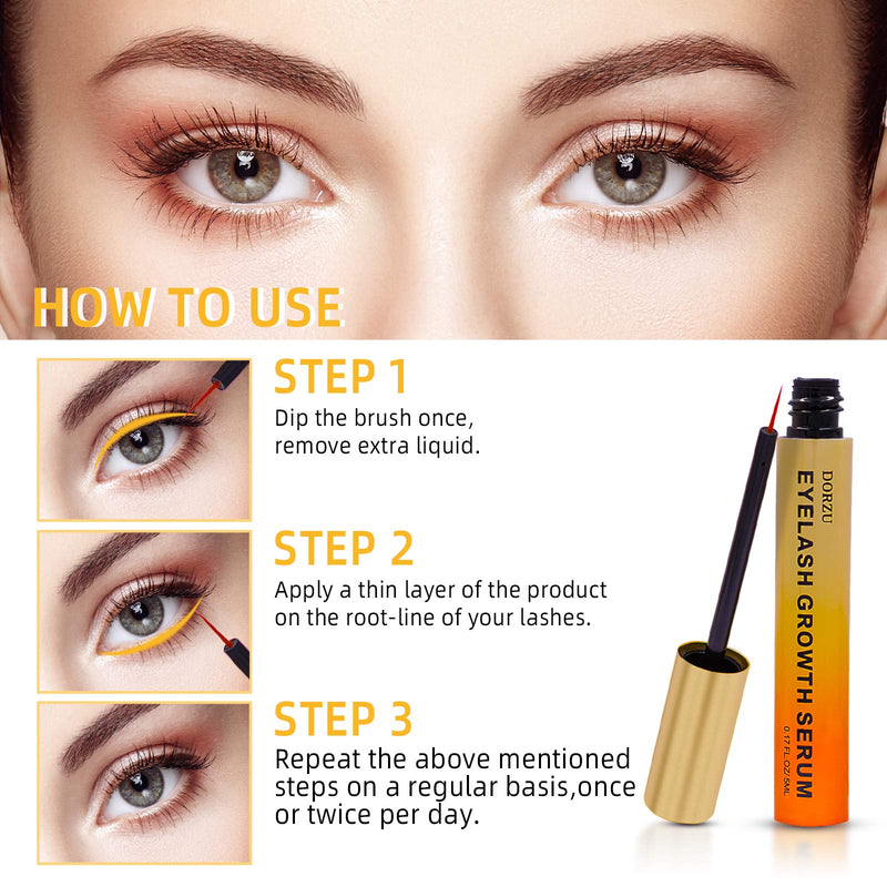 Premium Eyelash Growth Serum and Eyebrow Enhancer Lash boost Serum for Longer, Fuller Thicker Lashes & Brows (0.17FL.oz/5ml) Dorzu-nh - BeesActive Australia