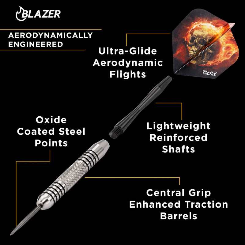 [AUSTRALIA] - Fat Cat Blazer Steel Tip Darts with Storage/Travel Case, 23 Grams 