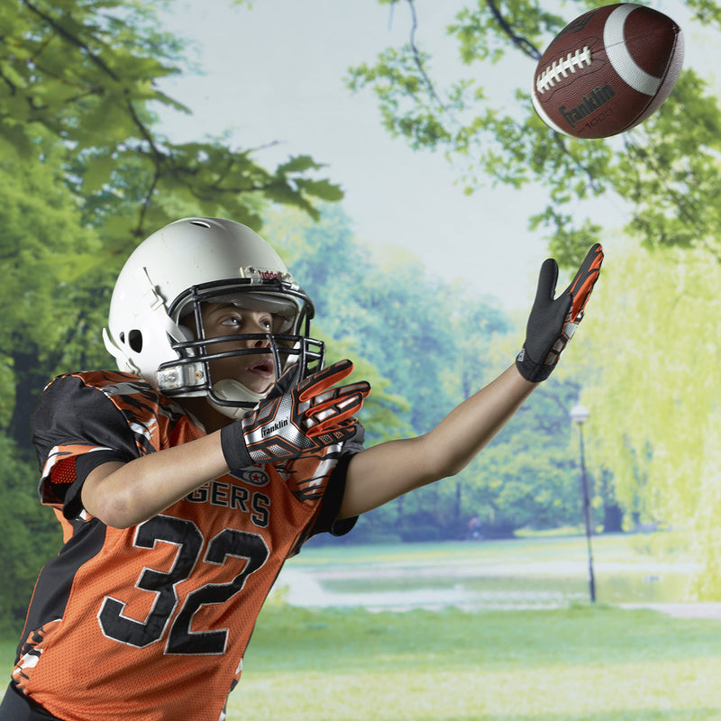 Franklin Sports Youth Footballs - Junior + Pee Wee Kids Footballs - All-Weather Synthetic Leather Outdoor Footballs - Extra Grip 1000 Footballs for Kids - 1 Packs + 12 Football Team Packs Brown 1 Inflated Football - BeesActive Australia