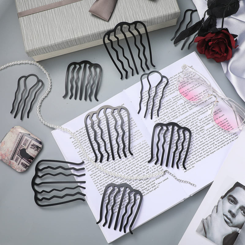 9 Pcs Metal Hair Combs Hair Pins Hair Fork Clip Updo Hair Accessories U-Shape Twist Hair Tool Hair Side Combs for Women Hair Accessories for Women Girls (Classic Style) Classic Style - BeesActive Australia