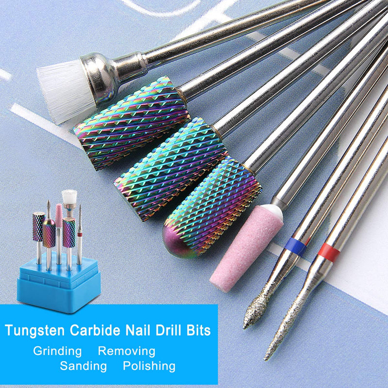Makartt Nail Drill Bit Set, 7Pcs Tungsten Carbide Diamond Ceramic Acrylic Nail Drill Bits Remove Acrylic Nails Gel Polish Poly Extension Nail Gel 3/32 Drill Bit Manicure Pedicure B-25 - BeesActive Australia