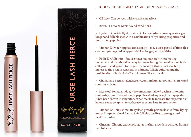 Lash Lift Eyelash Serum-Urge Lash Fierce Eyelash Amplifying Eyelash Conditioning Serum Eyelash-Eyelash Growth Serum Enhancer-Esthetician Developed-Cruelty Free-lash booster-6 Months Supply - BeesActive Australia