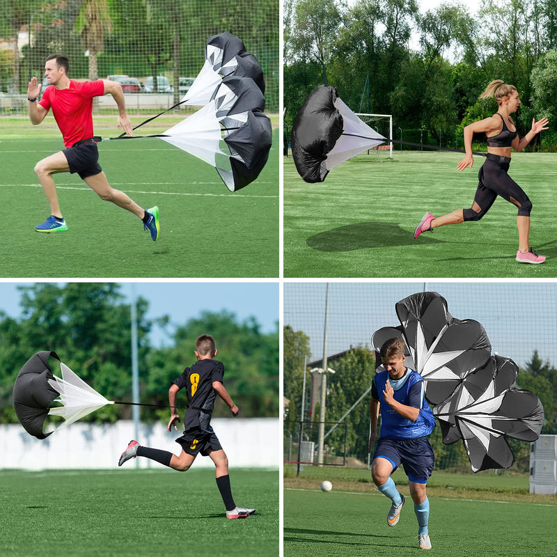 GIEMIT Running Speed Parachute,Speed Resistance Parachute with Adjustable Strap Black Training Parachute for Runner Speed Training and Acceleration Training 2 Umbrella - BeesActive Australia
