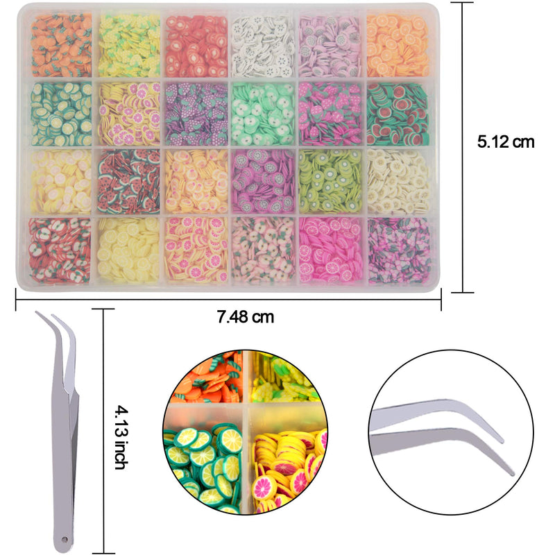 Duufin 16800 Pcs Nail Art Fruit Slices Colorful 3D Fruit Nail Slices with a Tweezers for Art DIY, Slime Making, Craft, Decoration - BeesActive Australia