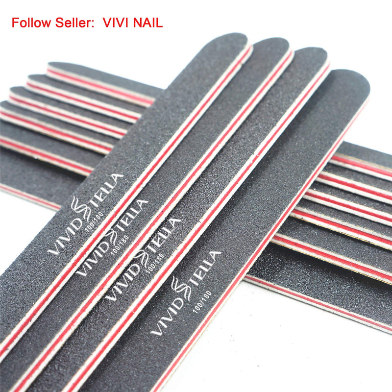 Nail Files Black Straight Nail file Double Sided VIVID STELLA Emery Board SOLD BY VIVI NAIL - BeesActive Australia