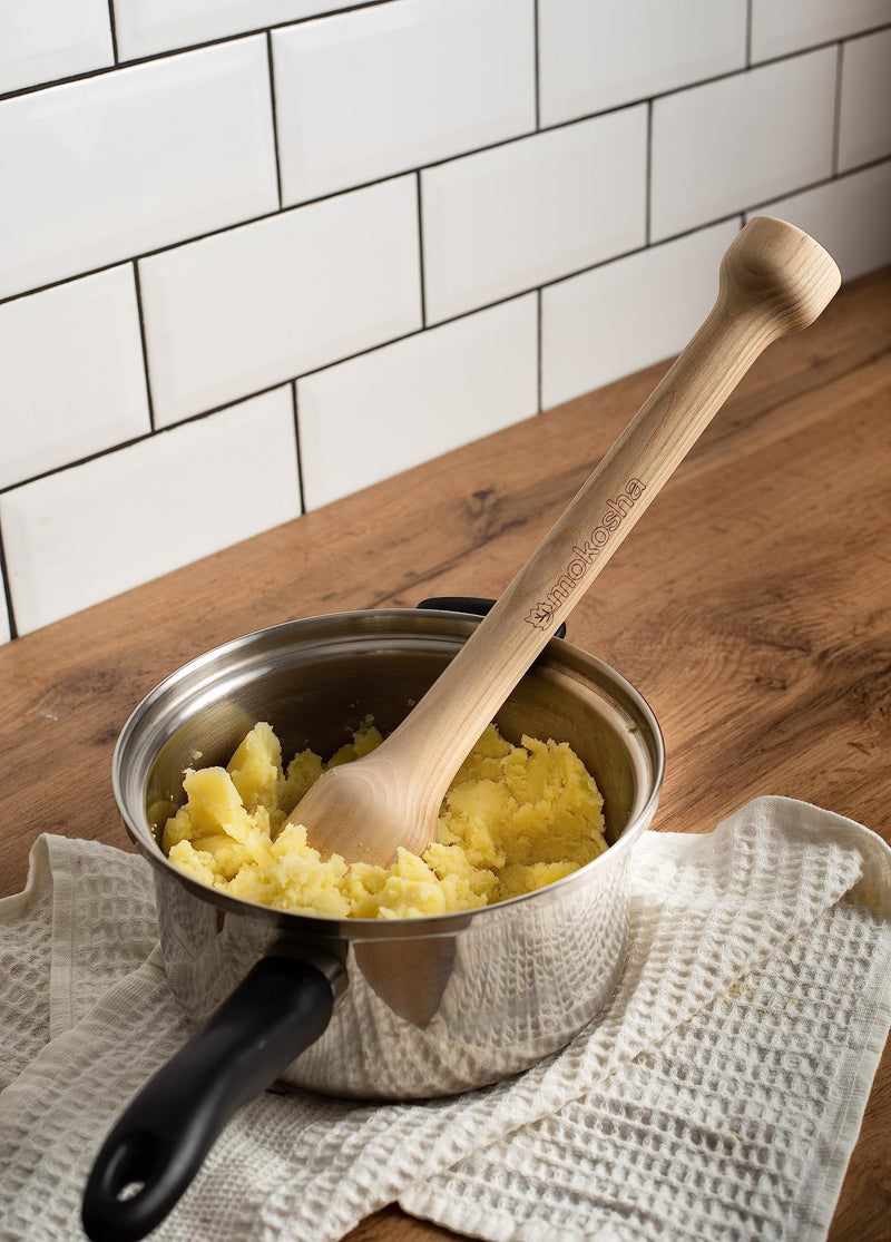 14 Inch Sauerkraut Tamper for Packing Fermented Foods into Mason Jars Long Wooden Potato Masher Vegetable Pounder Eco-friendly Ash Tree Natural Solid Wood Packer - BeesActive Australia