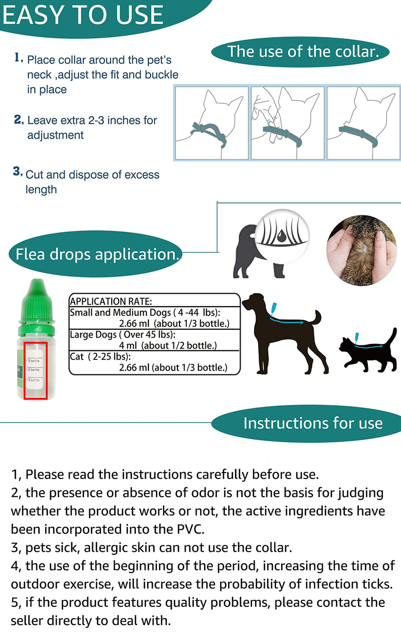 Flea and Tick Collar for Small Dog, Made with Natural Plant Based Essential Oil, Safe and Waterproof, Free Comb and Prevention Treatment Drop, 2x6 Month, 13.8 in (2 Packs) - BeesActive Australia