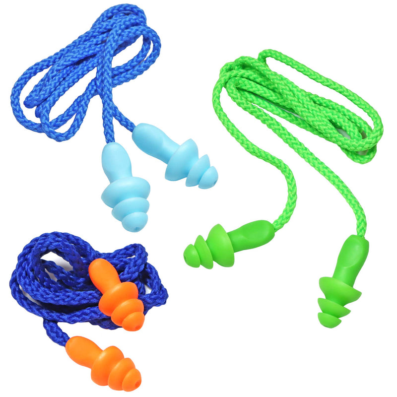 12 Pairs Corded Ear Plugs Soft Silicone Reusable Earplugs Noise Cancelling for Hearing Protection, Sleeping (Combo 12) Combo 12 - BeesActive Australia