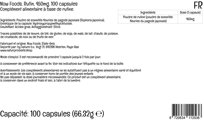 Now Foods, Rutin, 450mg, 100 Vegan Capsules, Lab-Tested, Bioflavonoid, Gluten Free, Soy Free, Vegetarian - BeesActive Australia