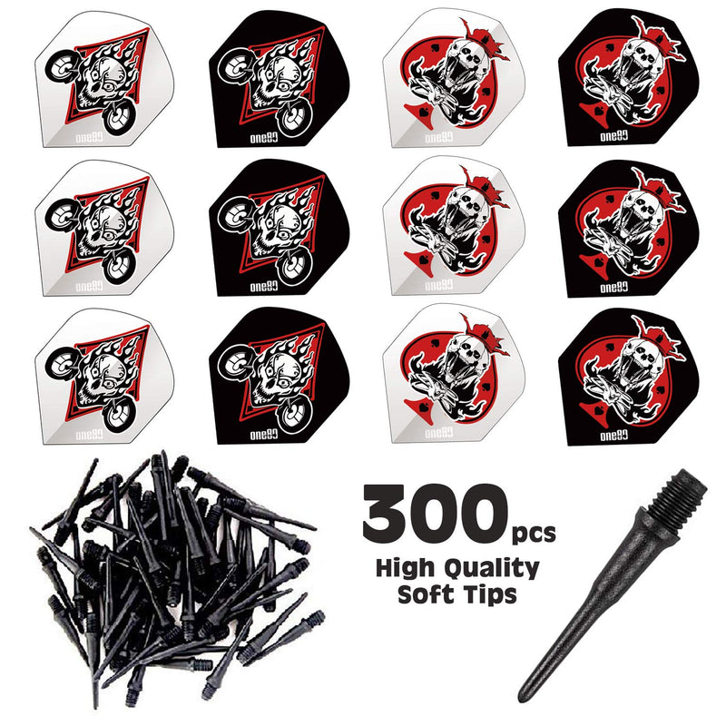 ONE80 Matt Black Soft Tips Replacement Dart Point 2BA Thread - 6 Pcs Durable Extra Thick Dart Flight 300pcs - BeesActive Australia